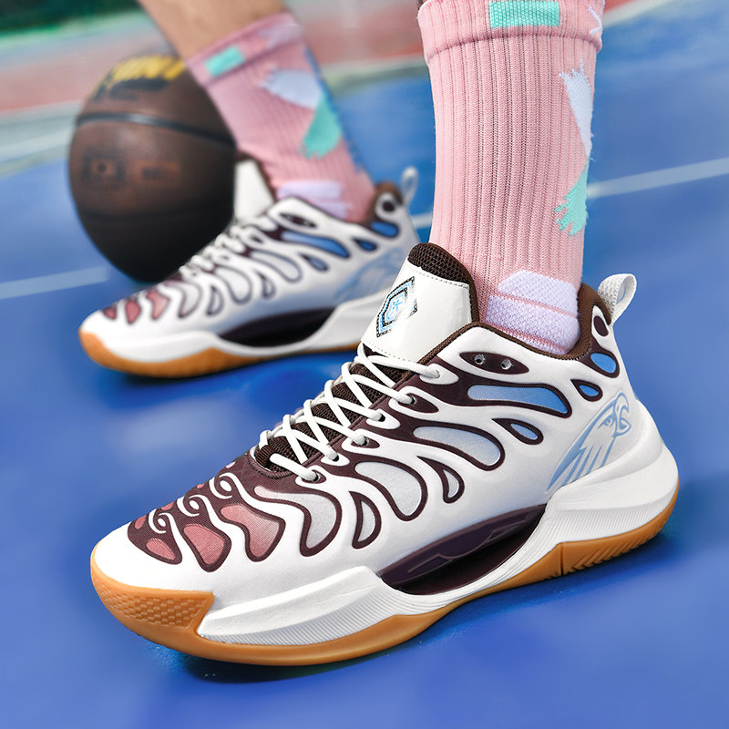 新款实战夜光会响篮球鞋橡胶底+EVA减震气垫防滑耐磨学生男运动鞋