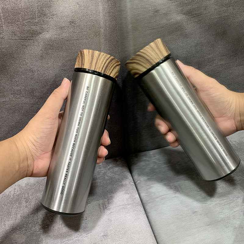 潮流木纹复古风便携500ml杯子