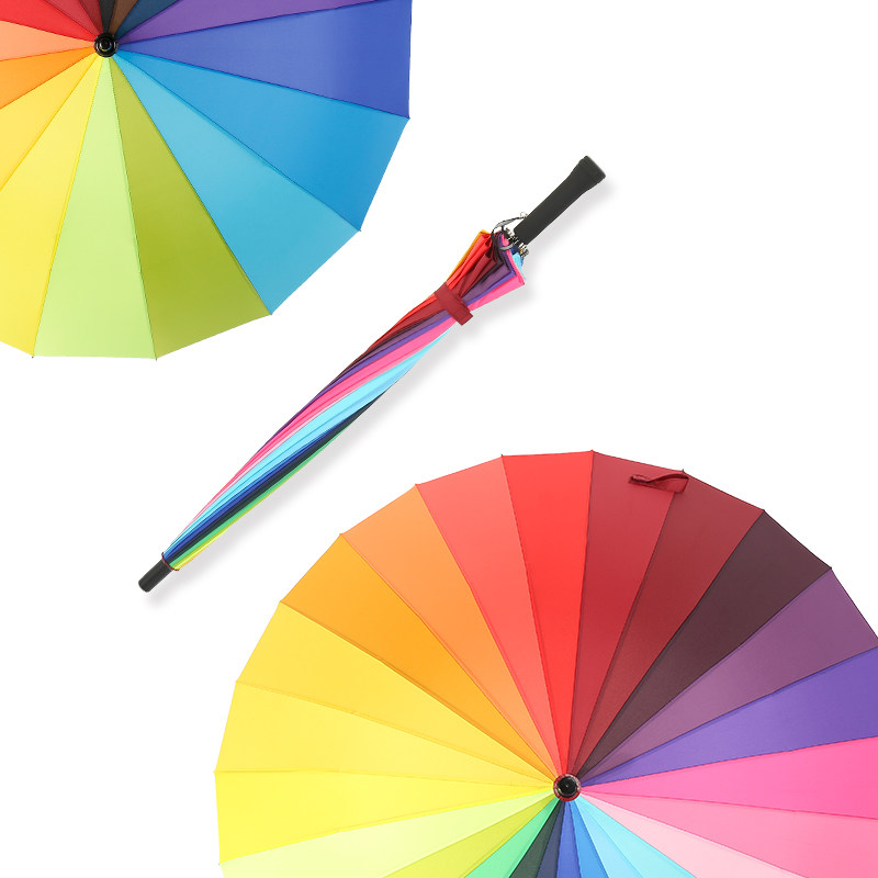 广告伞定制印logo礼品伞24骨防风超大双人彩虹雨伞长柄男女晴雨伞