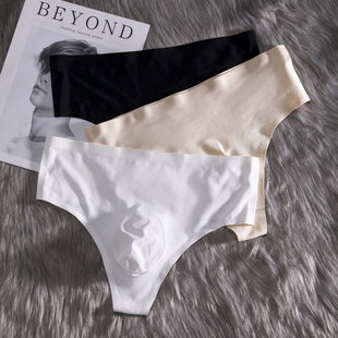 冰丝无痕高腰内裤男丁字裤性感新款夏季薄款透明大码纯欲U凸健身