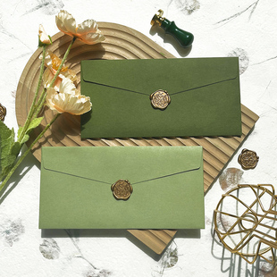 22x11cm信封牛油果绿色简约ins长款邀请函婚礼信封公司商务定制