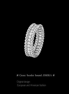JIMIRA珠边满钻戒指女18K玫瑰金圆珠排钻叠戴对戒小众轻奢高级感