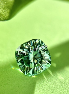 枕形100%莫桑钻深绿色原色裸石肥正方莫桑石过钻笔VVS1首饰主石