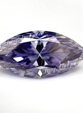 马眼形莫桑裸石变蓝色合成碳硅石18K首饰戒指吊坠镶嵌用主石