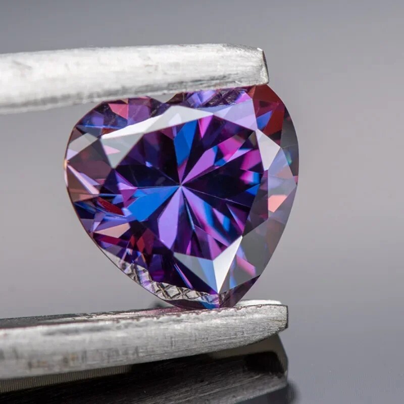 付款链接心形11x11mm5克拉七彩紫+粉色莫桑各1