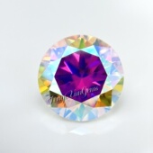 AB彩莫桑石圆形裸钻VVS1八心八箭切裸石过钻笔 戒指项链镶嵌主石