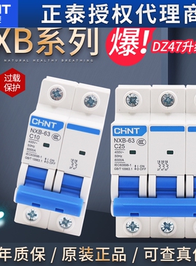 正泰NXB空气开关1P断路器2P家用3P空开63A三相4P电闸100A开关220V