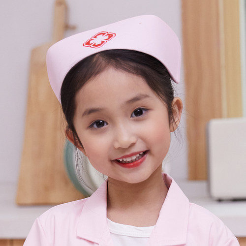 粉色可调节亲子幼儿园护士帽