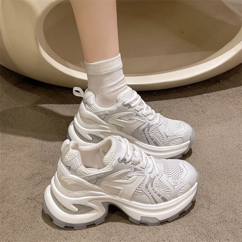 赵露思同款闪耀银河厚底老爹鞋女2024新款透气网面真皮休闲运动鞋