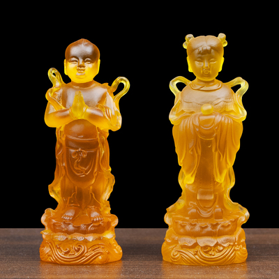 家用金童玉女佛像善财童子龙女招财摆件童男童女观音左右侍女神像