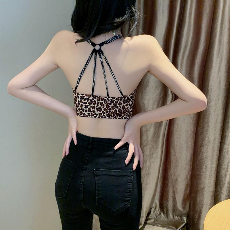 露背豹纹时尚降落伞背心洋气性感新品美背2020吊带bling夜场女装