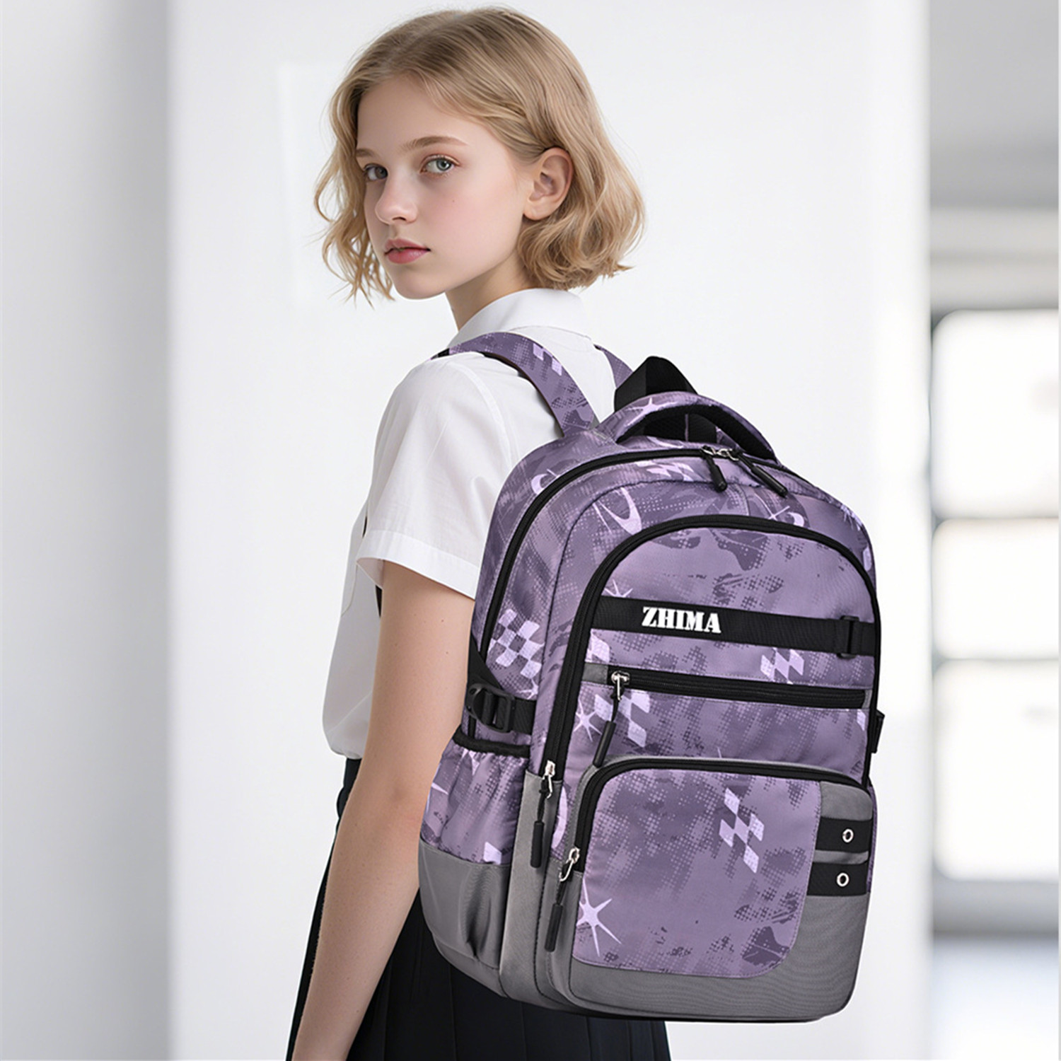 初中书包小学生男孩女童一二三五六年级大容量儿童书包超轻便护脊