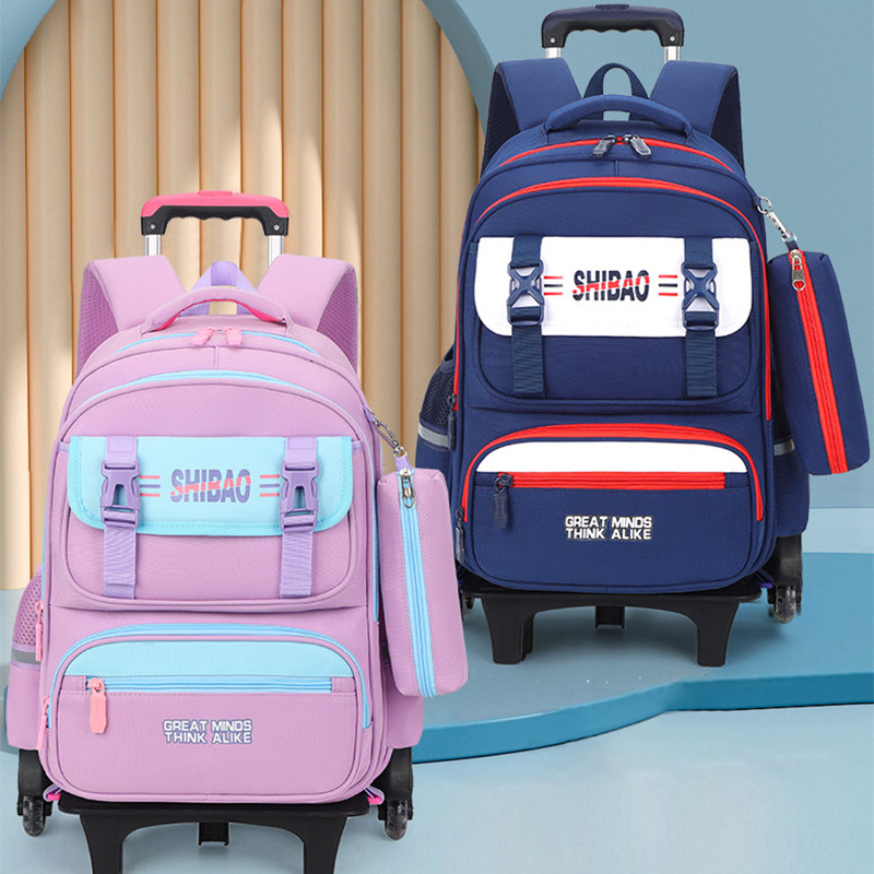 儿童拉杆书包小学生男孩1-3-6年级女童六轮可爬楼梯手拖拉包减负