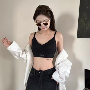 3D字母美背软支撑吊带内衣女无痕聚拢上托防下垂透气背心运动文胸