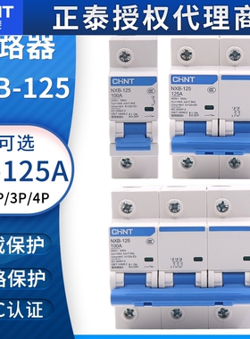 正泰NXB-125空气开关1P 2P 3P4P 80A100A125A大电流大功率断路器