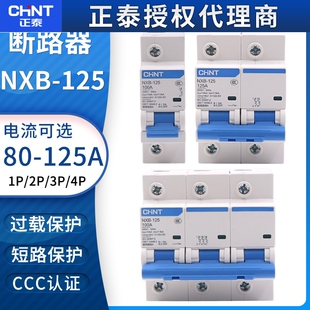 正泰NXB-125空气开关1P 2P 3P4P 80A100A125A大电流大功率断路器