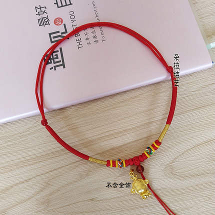 朵拉宝宝吊坠绳金锁红绳子项链绳婴儿童项圈挂绳银锁手工编织包邮