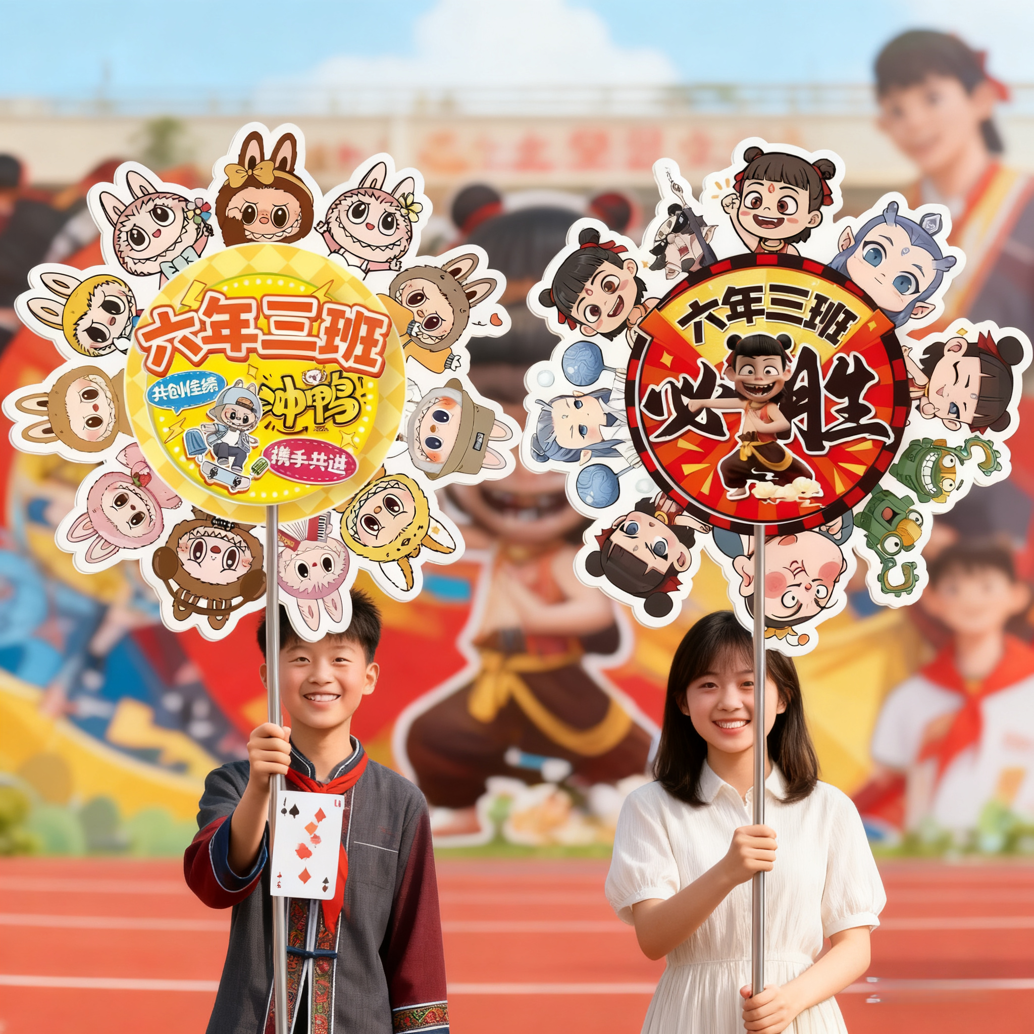 运动会创意道具旋转手举牌KT板