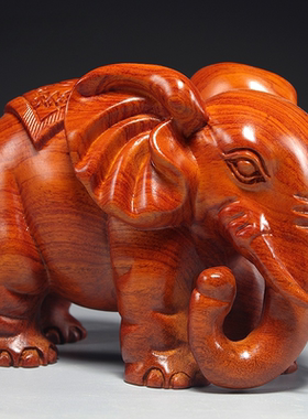 花梨木雕吸水大象一对实木摆件家居客厅电视柜装饰工艺品乔迁送礼