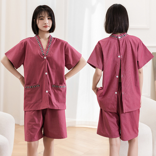 高档苎麻抗皱艾灸专用服纯棉前后开衫头疗后背开扣中医理疗熏蒸服