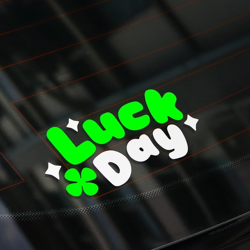 LUCK  DAY汽车贴纸车身划痕遮挡幸运每一天英文电动车反光装饰贴