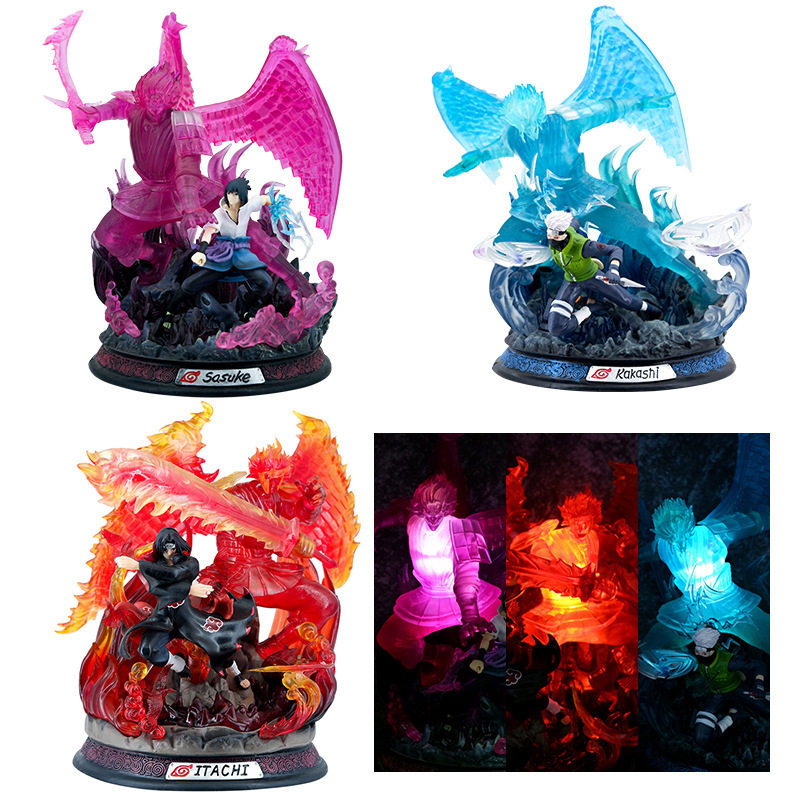 火影忍者周边手办须佐能乎卡卡西佐助鼬可发光版手办模型机箱摆件