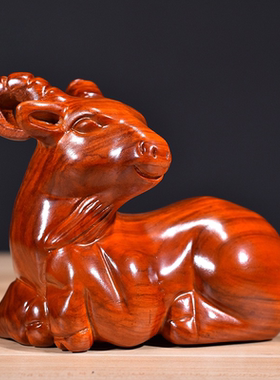 花梨木雕刻羊摆件三合十二生肖木羊工艺品家居客厅属羊装饰品送礼