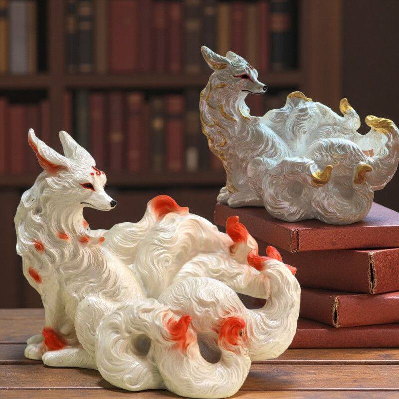 禅意室内佛堂九尾灵狐招财小狐狸神像摆件创意桌面装饰品生日礼物