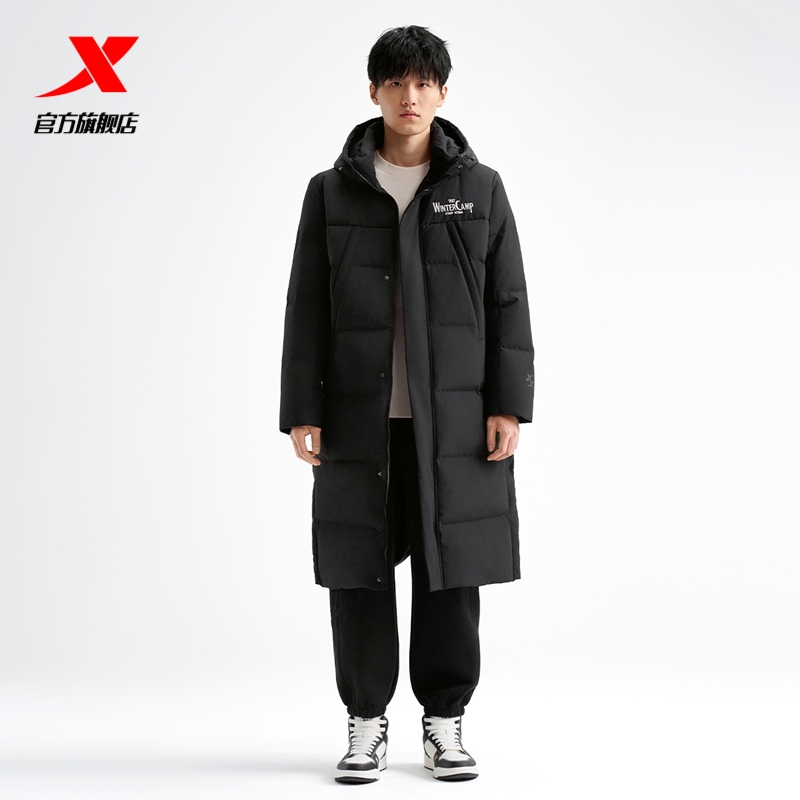 特步高校冬令营中长羽绒服男款秋冬新款防风保暖外套976429640454