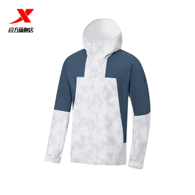 特步运动外套男士2024新款秋季双层连帽风衣健身跑步薄款防风夹克