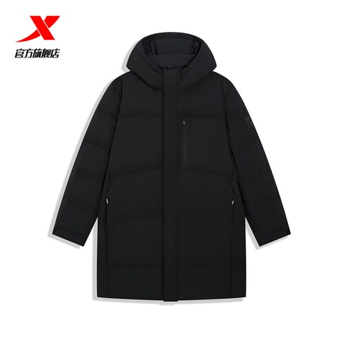 特步中长羽绒服男士2025年冬季新款上衣防风保暖外套975429640013