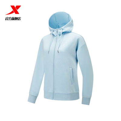 特步连帽卫衣女2024春款塑型运动休闲针织上衣976128940066