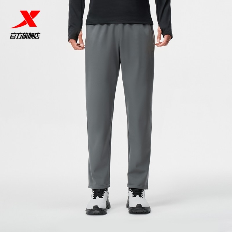 特步加绒运动裤男款冬季健身跑步梭织运动长裤防泼水保暖休闲裤