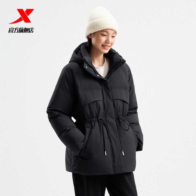 官方正品女装特步运动羽绒服秋冬款加绒加厚保暖外套976428190219