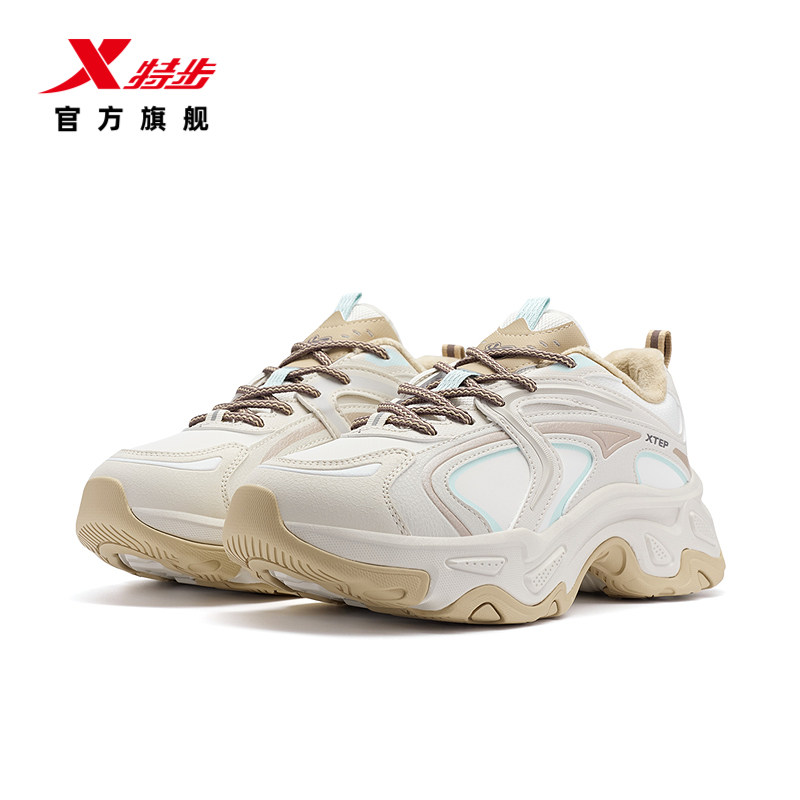 特步司康鞋丨棉鞋女鞋秋季新品加绒保暖舒适厚底高帮运动鞋休闲鞋