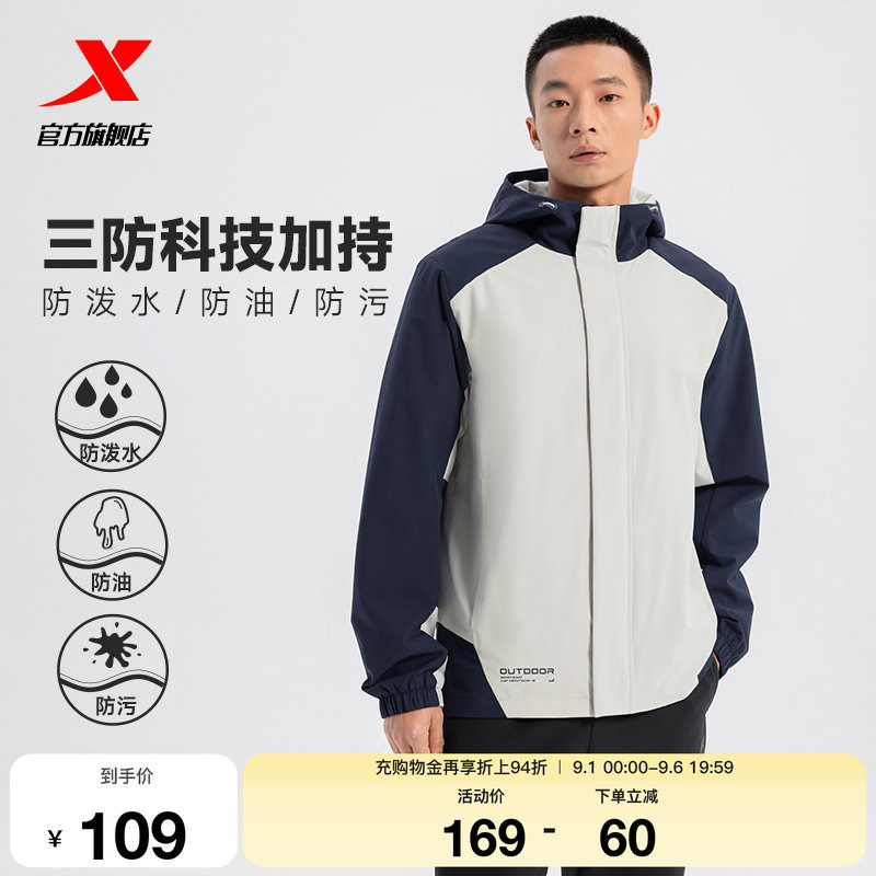 特步外套男款2026秋冬新款户外保暖休闲运动夹克风衣975129160089图片