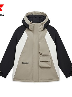 特步保暖棉服男装2024冬季新款加厚连帽外套运动棉衣976429180479
