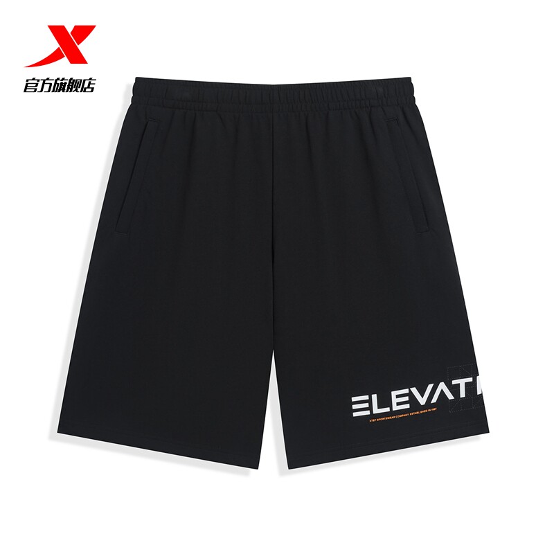 特步运动短裤男24新款夏季透气黑色裤子休闲五分裤976329610301