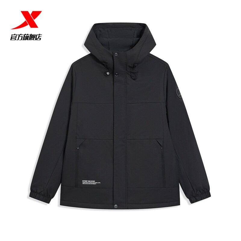 特步棉服男2025年新款冬季运动上衣保暖夹克防风外套975429170215