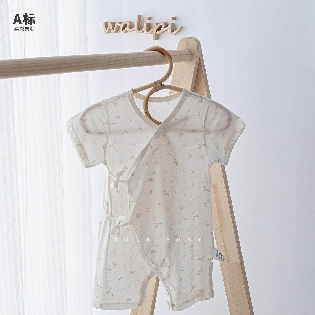 娃丽比婴儿夏季薄款蝴蝶系带斜襟