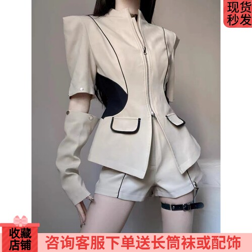 上衣阔腿短裤子三件套女装潮