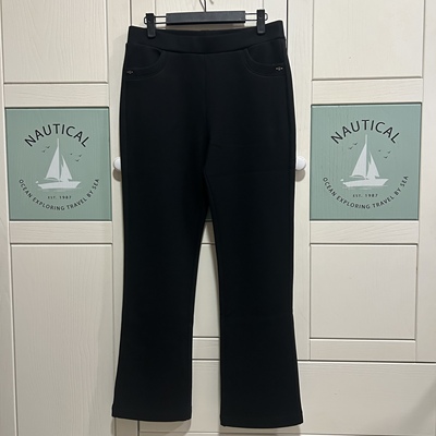 2025款英皇之宝冬季加绒加厚保暖橡筋高腰弹力女时尚微喇叭裤8038