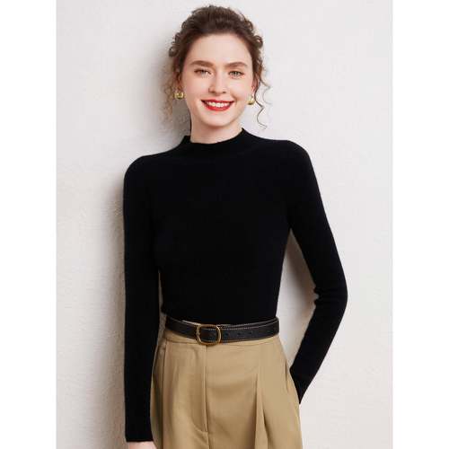 经典永不过时 100%山羊绒衫女半高领打底衫修身显瘦百搭毛衣内搭