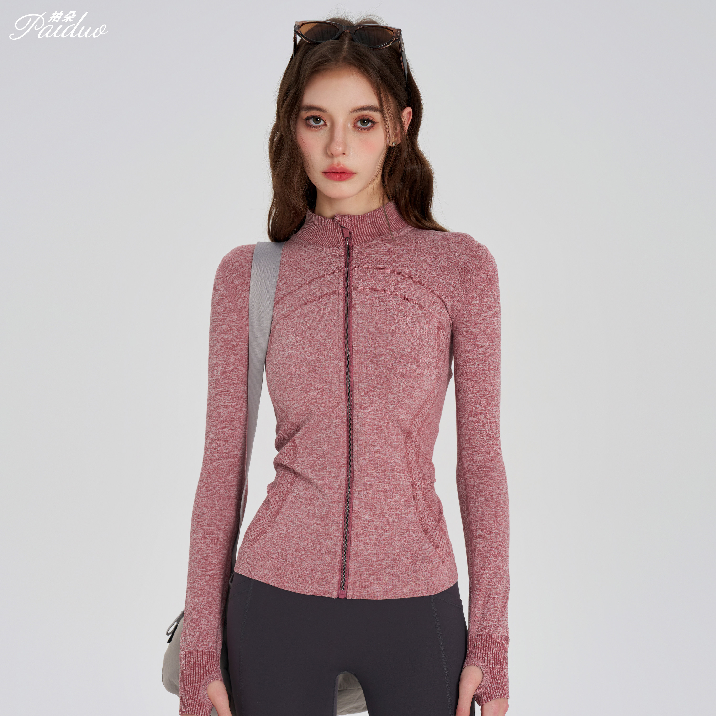 拍朵新款运动外套女修身显瘦瑜伽服上衣防风保暖户外跑步健身长袖