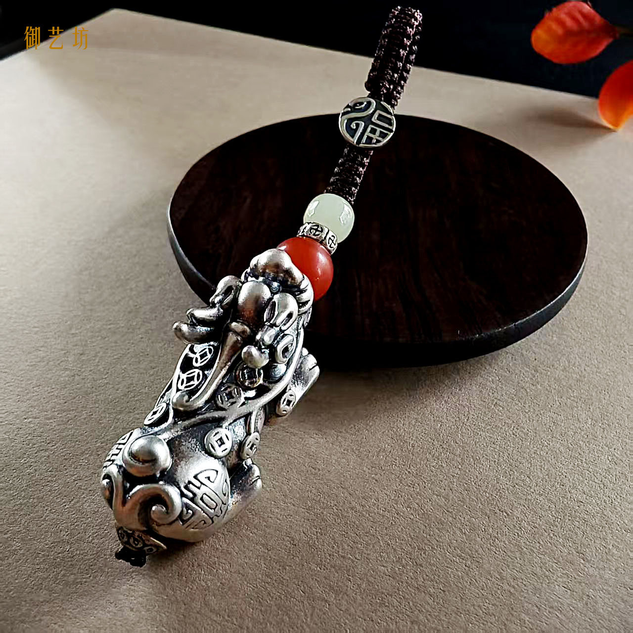 足银貔貅钥匙链精致高级