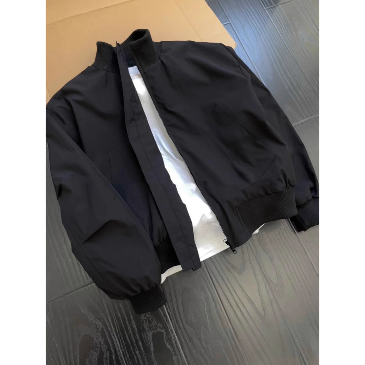 黑色bomber廊形短款外套男款秋季美式高街立领夹克cleanfit棒球服