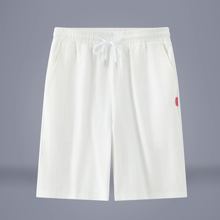 纯亚麻休闲短裤男夏季薄款宽松麻料五分裤子男士棉麻运动中裤男款