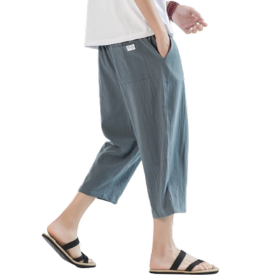 夏季亚麻七分裤宽松休闲