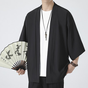 唐装 新中式 汉服kimono古风道袍外套 薄款 中国风冰丝防晒风衣男夏季