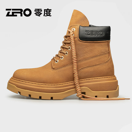 【厚底增高】ZRO零度时装靴2025冬季时尚真皮大黄靴高帮防风男靴